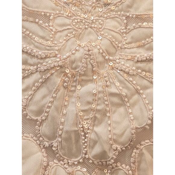 WHBM Blush Pink Mesh Beaded Appliqué Sleeveless Top NWT Size XS - Picture 4 of 4